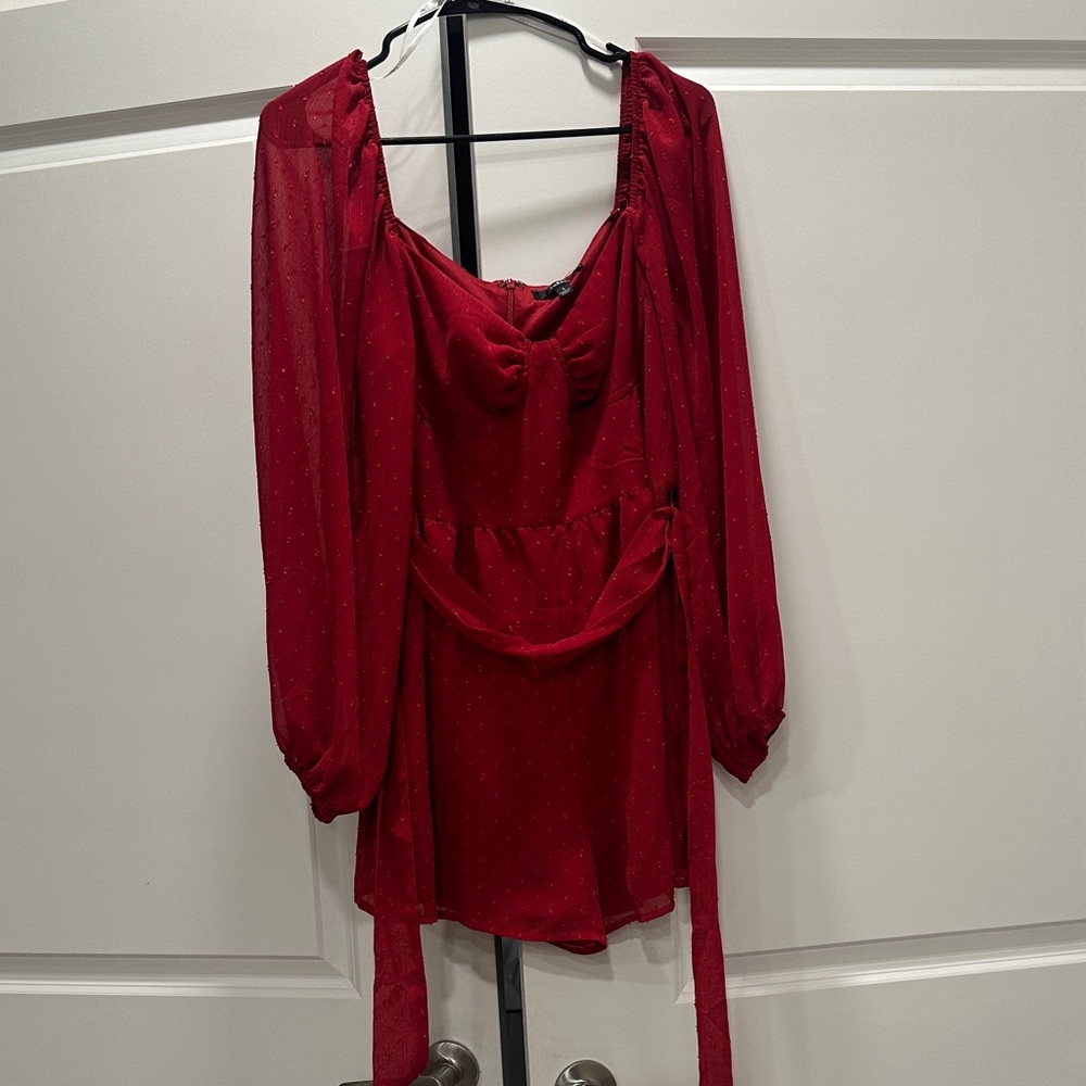 Lulu's Red Long Sleeve Romper